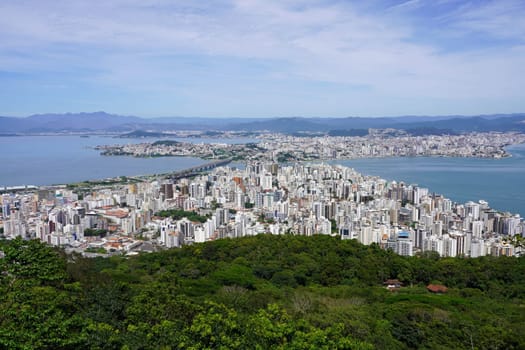 Aerial view of the metropolitan area of Florianopolis, Santa Catarina, Brazil
