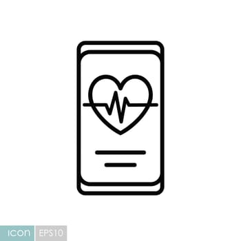Heartbeat rate in smart phone vector icon