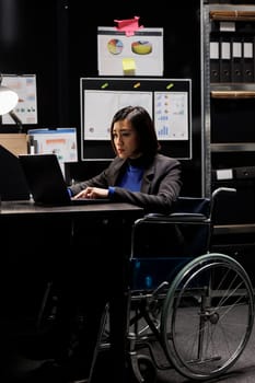 Paralyzed asian businesswoman accountant