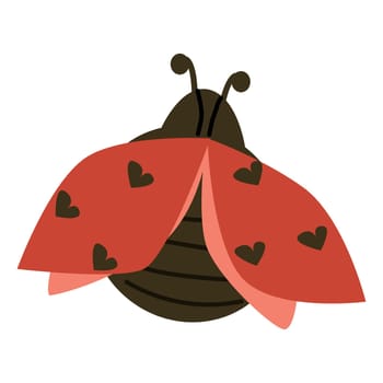Love ladybug with hearts cartoon vector icon