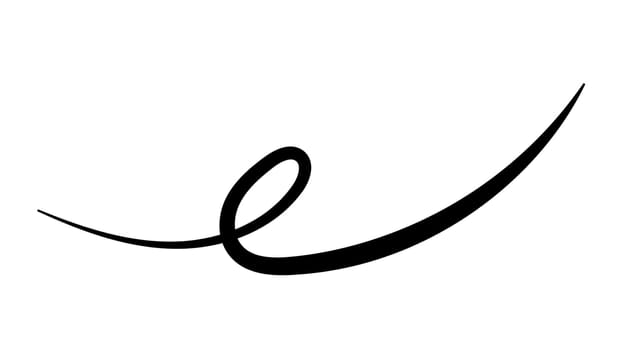 Simple curved calligraphy line, curved line with curl swish wave