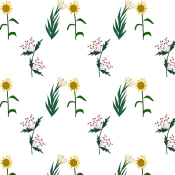 seamless pattern of sunflower and corn isolated