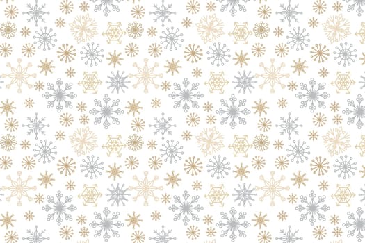 Seamless Winter Pattern Background with Silver and Gold Snowflakes
