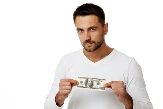 man holding money banknotes