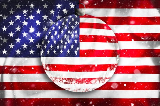 United states flag view through glass Christmas bal