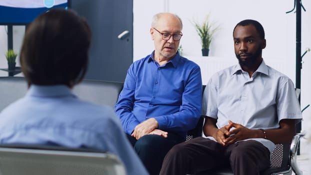 Diverse patients discussing illness diagnosis