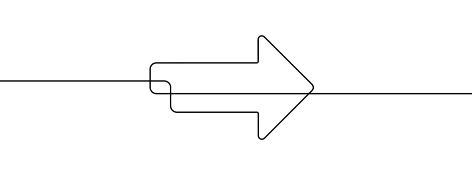 Continuous editable line drawing of arrow. Single line arrow icon.