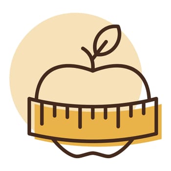 Apple with measuring tape vector icon