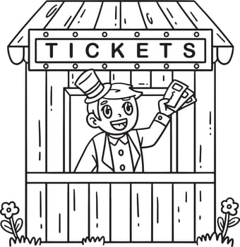 Circus Seller and Ticket Booth Isolated Coloring