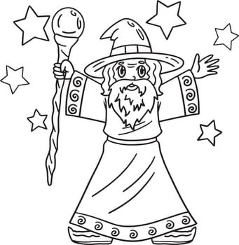 Circus Wizard Spreading Stars Isolated Coloring
