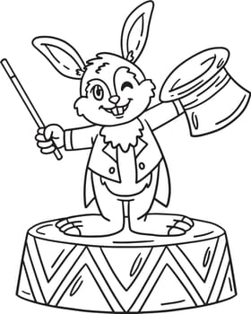 Circus Magician Rabbit Isolated Coloring Page