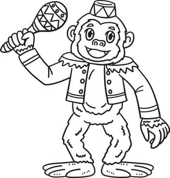 Circus Monkey with Maracas Isolated Coloring Page