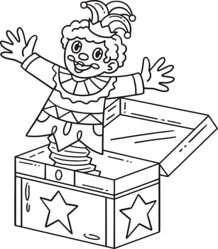 Circus Clown in a Box Isolated Coloring Page
