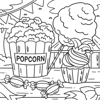 Circus Snacks Coloring Page for Kids