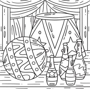 Juggling Circus Equipment Coloring Page for Kids