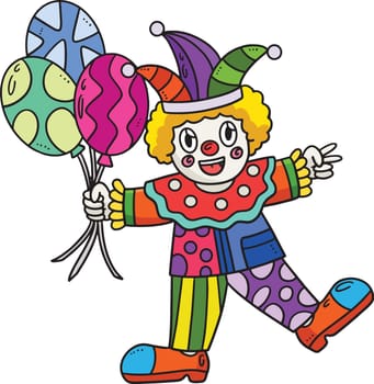 Birthday Clown with a Balloon Cartoon Clipart