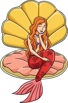Beautiful Mermaid Sitting Clam Shell Clipart