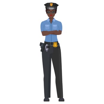 Black police woman with crossed arms