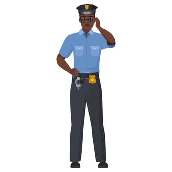 Black policeman wearing sunglasses