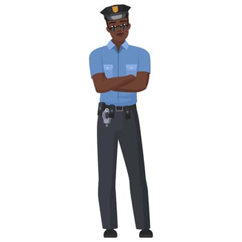 Black policeman with crossed arms