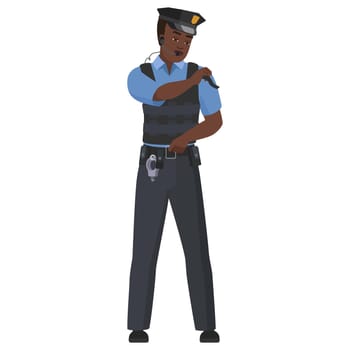 Black policeman in bullet proof vest