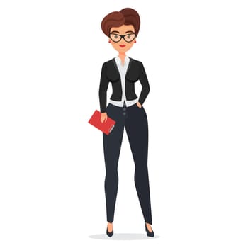 Intelligent elegant business woman with clipboard