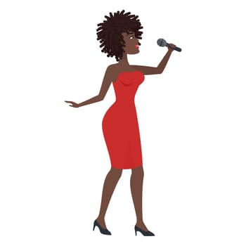 Elegant african woman singing karaoke