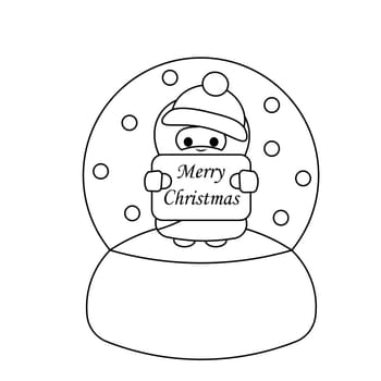 Snow globe with cute God Jesus Christ with Christmas congratulation in black and white