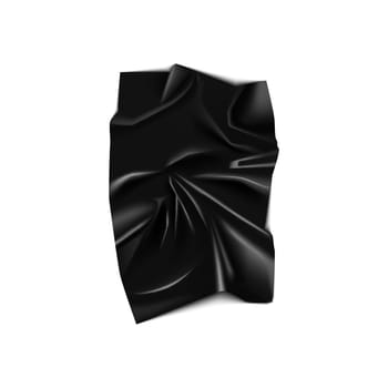 Black latex elastic fabric with wrinkled effect, 3D crumpled silk cloth