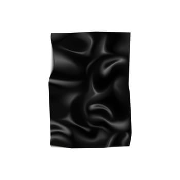Black latex fabric with smooth wrinkles and waves texture, 3D satin cloth