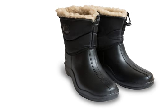 Waterproof men's boots for work on a white background.