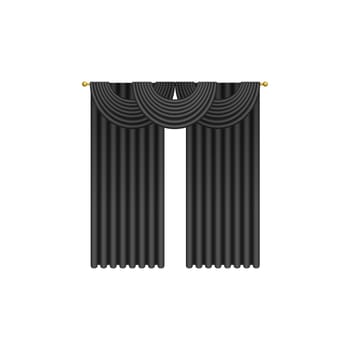 Black curtains, 3D elegant window soft drapes, decoration element