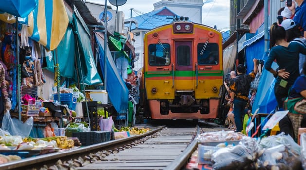 Mae Klong Train Station, Bangkok a famous railway market in Thailand