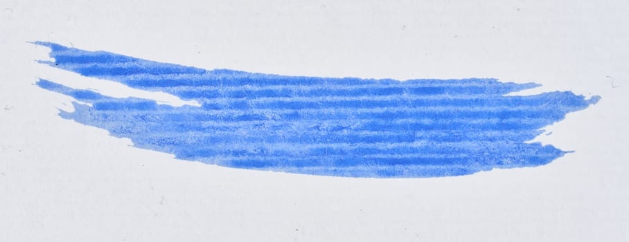 Watercolor brush stroke of blue paint, on a white  background