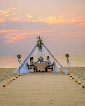 Romantic dinner on the beach in Pattaya Thailand