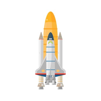 Space shuttle, rocket spaceship for galaxy discovery mission of astronaut