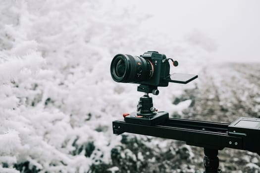 Kyiv, Ukraine - December 2023.Filming videos on professional Sony A7 S3 digital camera