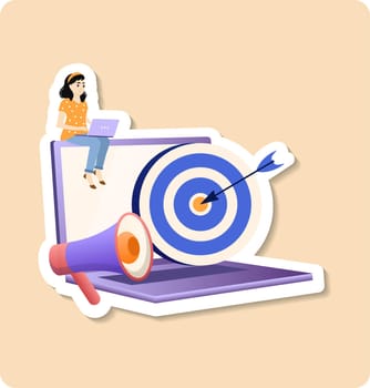 Niche marketing sticker sticker illustration. Behavioral targeting concept. Target dart. Marketing segmentation, customers care, customer relationship management, CRM