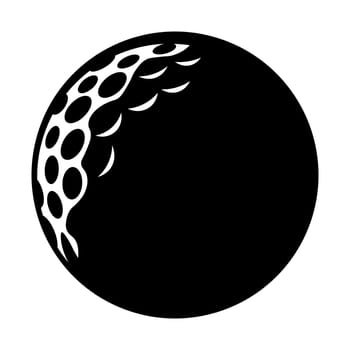 Golf ball black vector icon on white background