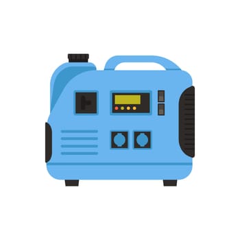 Electric generator technology. Portable gasoline generator, industrial power generator cartoon vector illustration