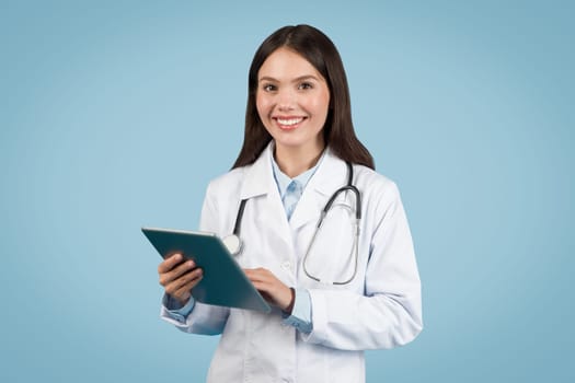Doctor with tablet, healthcare technology concept