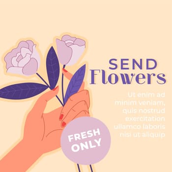 Send fresh flowers, advertisement with floristry