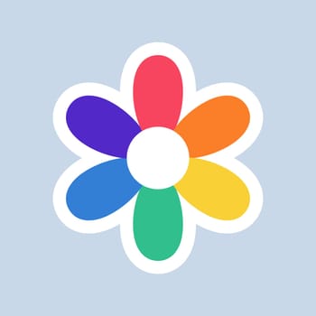 Flower in LGBT flag. Rainbow colored flower. LGBT sticker in doodle style. LGBTQ, LGBT pride community Symbol.