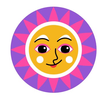 Sun character emoticon with funny smile expression