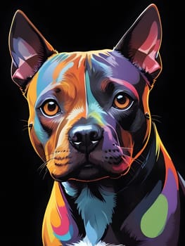 Painting of Dog on Black Background Created With Generative AI Technology