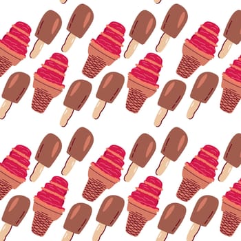 seamless pattern with different tasty ice cream