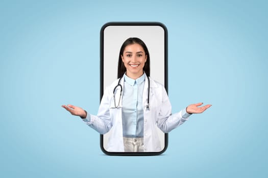Mobile health app with approachable female doctor