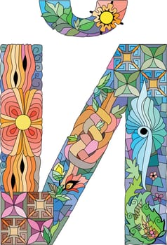 Hand-painted art design. Letter IY cyrillic zentangle object.