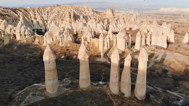 The valley of love in Goreme Cappadocia Turkey during the freezing winter months