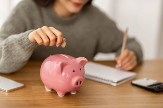 Cropped of woman working on month budget